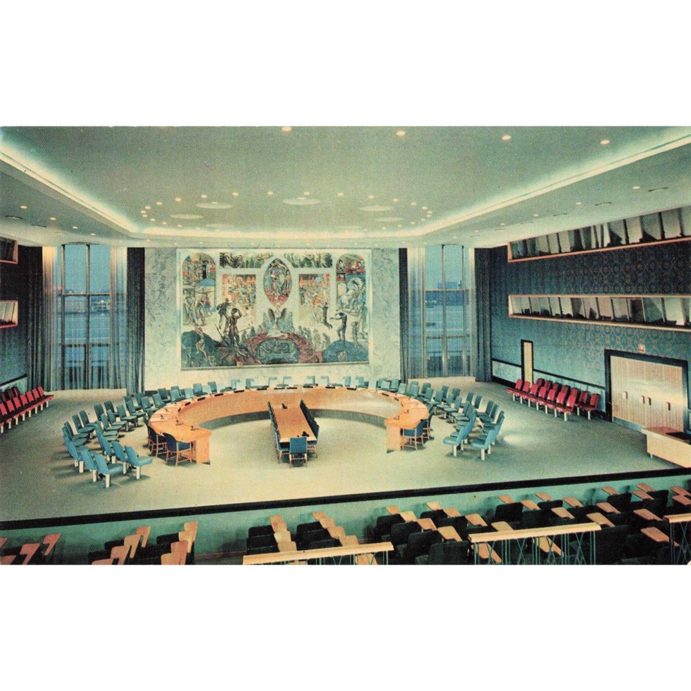 United Nations Security Council Chamber New York Vintage Postcard P6675 - Picture 1 of 2